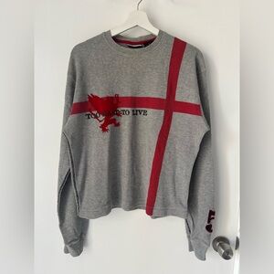 Triple Five Soul Gray and Red Graphic Sweatshirt